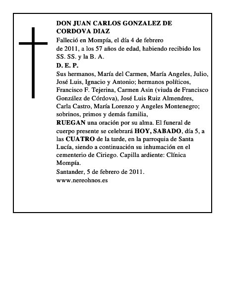 DON JUAN CARLOS GONZALEZ DE CORDOVA DIAZ