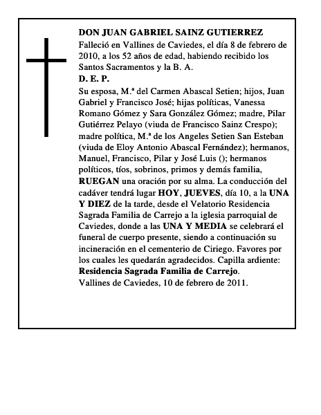 DON JUAN GABRIEL SAINZ GUTIERREZ