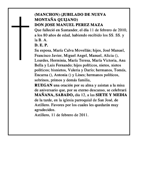 DON JOSE MANUEL PEREZ MAZA