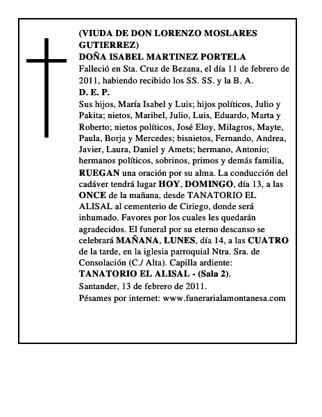 DOÑA ISABEL MARTINEZ PORTELA