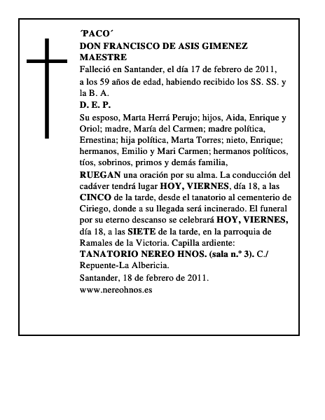 DON FRANCISCO DE ASIS GIMENEZ MAESTRE