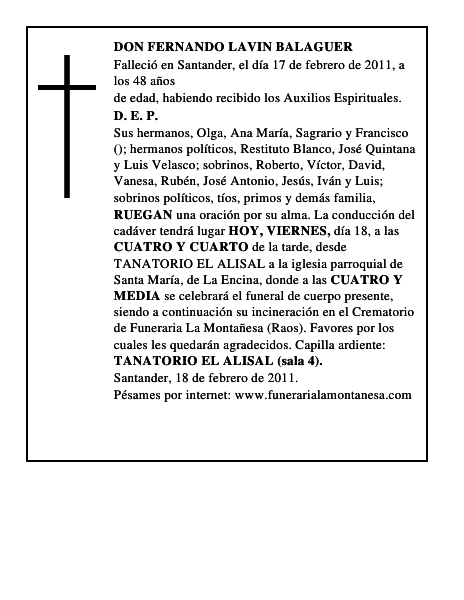 DON FERNANDO LAVIN BALAGUER