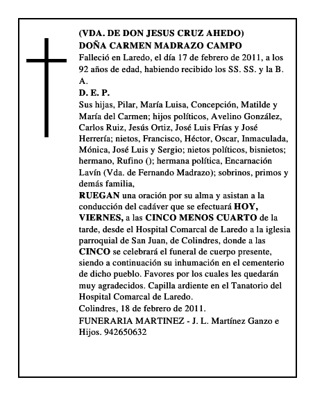 DOÑA CARMEN MADRAZO CAMPO