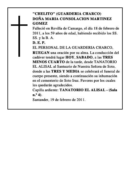 DOÑA MARIA CONSOLACION MARTINEZ GOMEZ