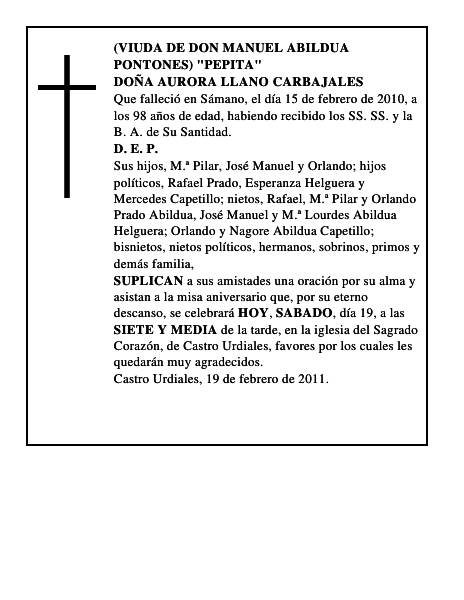 DOÑA AURORA LLANO CARBAJALES