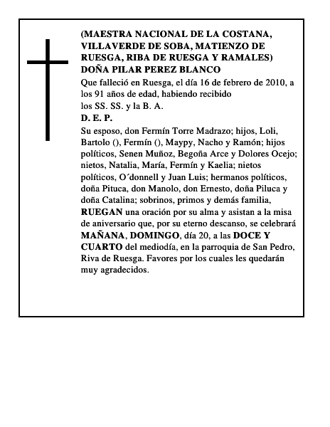 DOÑA PILAR PEREZ BLANCO
