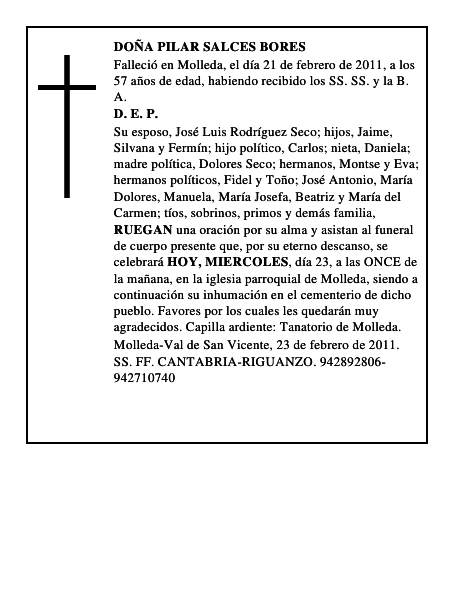 DOÑA PILAR SALCES BORES