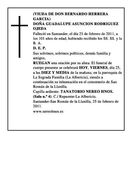 DOÑA GUADALUPE ASUNCION RODRIGUEZ OJEDA