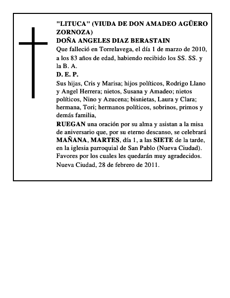 DOÑA ANGELES DIAZ BERASTAIN