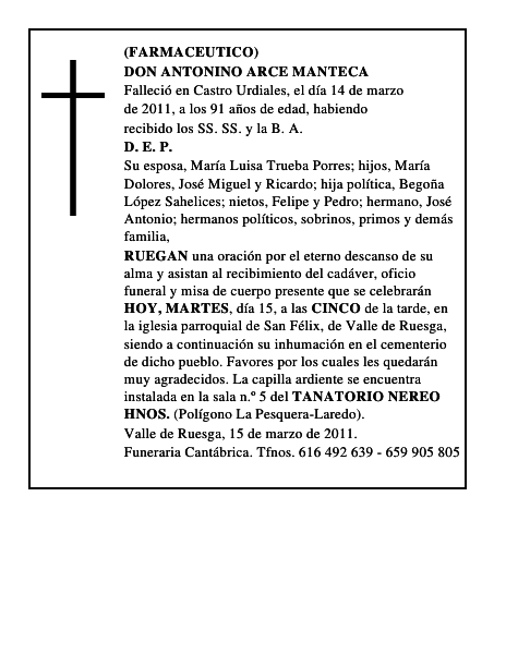 DON ANTONINO ARCE MANTECA