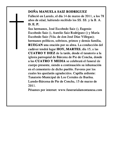 DOÑA MANUELA SAIZ RODRIGUEZ
