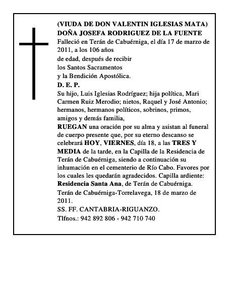DOÑA JOSEFA RODRIGUEZ DE LA FUENTE