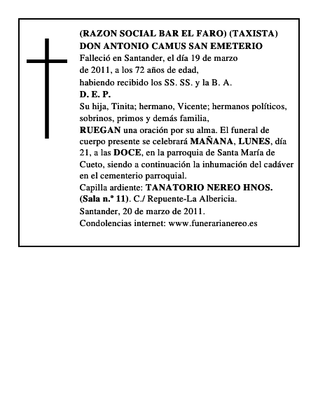 DON ANTONIO CAMUS SAN EMETERIO