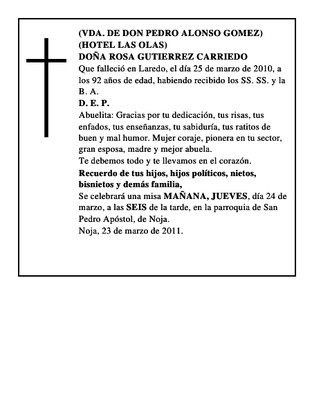 DOÑA ROSA GUTIERREZ CARRIEDO