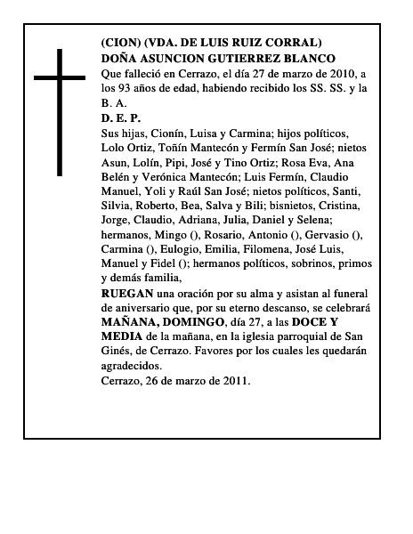 DOÑA ASUNCION GUTIERREZ BLANCO