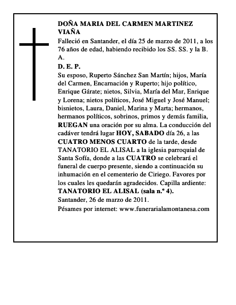 DOÑA MARIA DEL CARMEN MARTINEZ VIAÑA