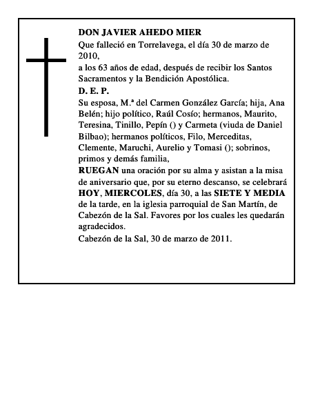 DON JAVIER AHEDO MIER