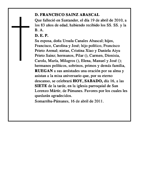 D. FRANCISCO SAINZ ABASCAL