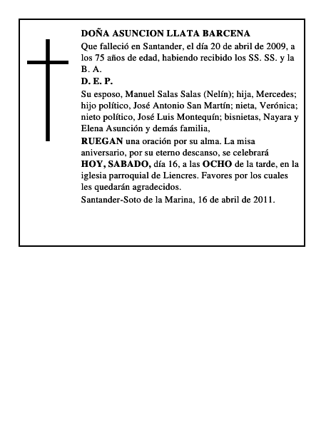 DOÑA ASUNCION LLATA BARCENA