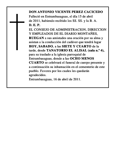 DON ANTONIO VICENTE PEREZ CACICEDO