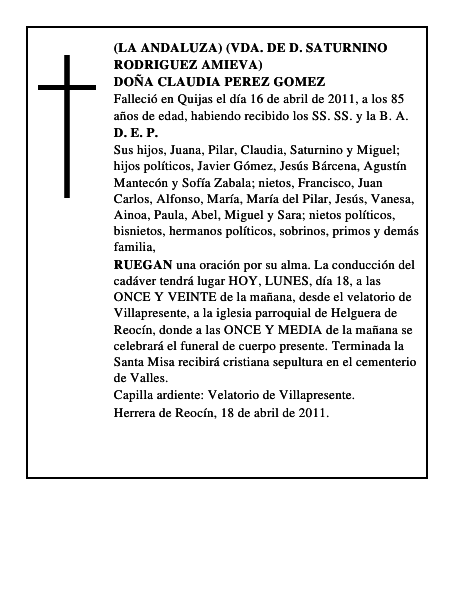 DOÑA CLAUDIA PEREZ GOMEZ
