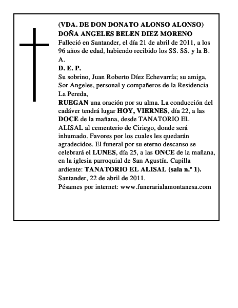 DOÑA ANGELES BELEN DIEZ MORENO