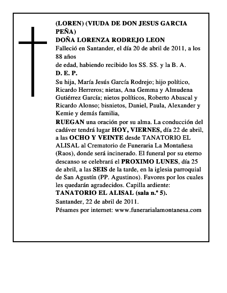 DOÑA LORENZA RODREJO LEON