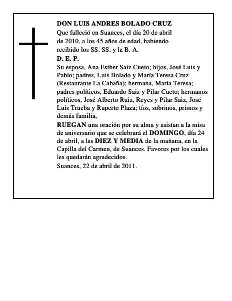 DON LUIS ANDRES BOLADO CRUZ