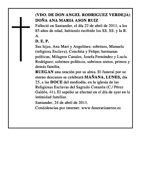 DOÑA ANA MARIA ASON RUIZ