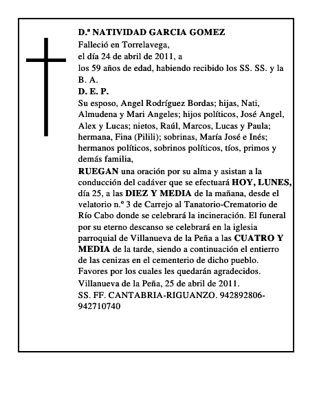 D.ª NATIVIDAD GARCIA GOMEZ