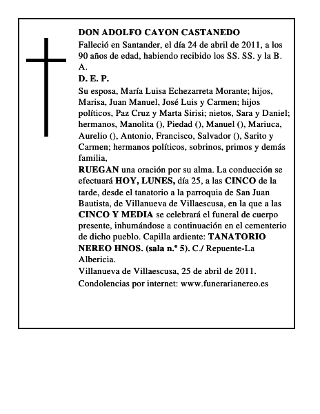 DON ADOLFO CAYON CASTANEDO
