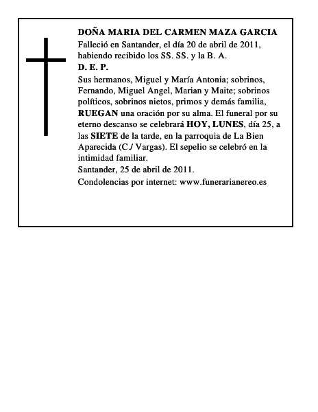 DOÑA MARIA DEL CARMEN MAZA GARCIA