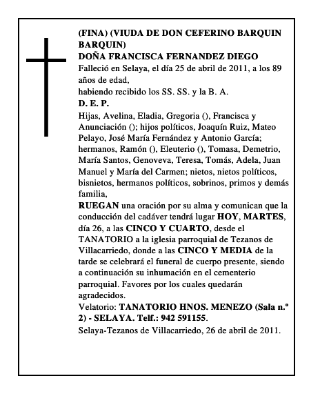DOÑA FRANCISCA FERNANDEZ DIEGO