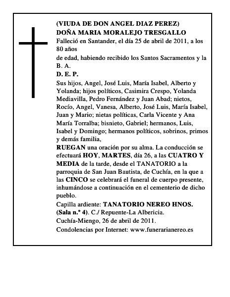 DOÑA MARIA MORALEJO TRESGALLO