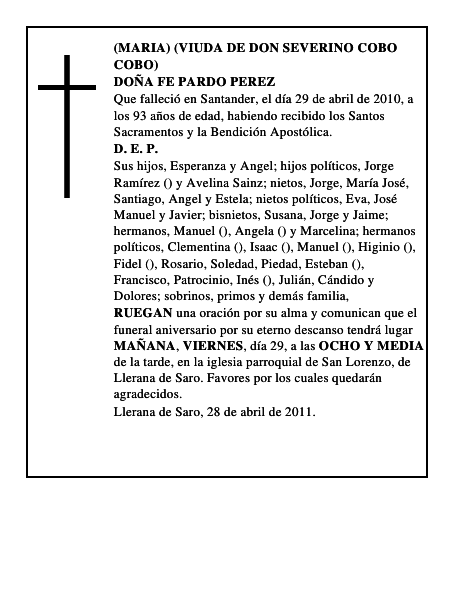 DOÑA FE PARDO PEREZ