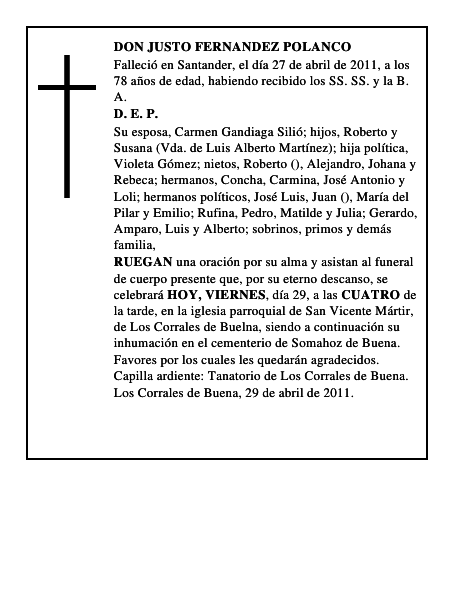DON JUSTO FERNANDEZ POLANCO