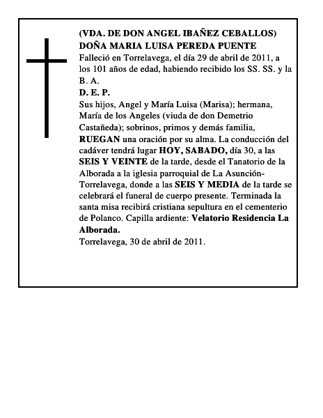 DOÑA MARIA LUISA PEREDA PUENTE
