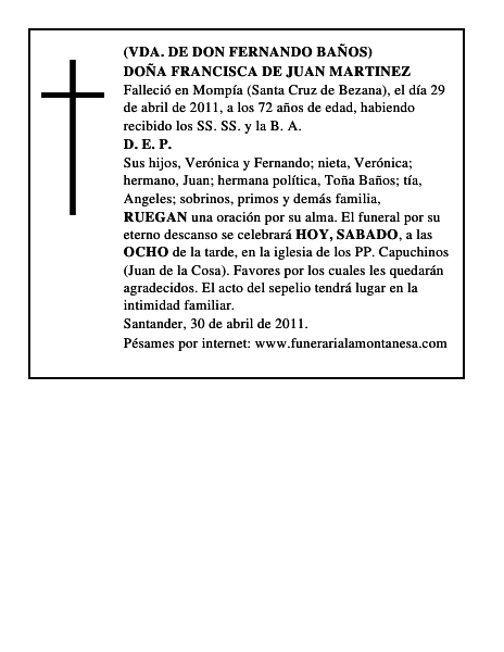 DOÑA FRANCISCA DE JUAN MARTINEZ