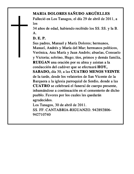 MARIA DOLORES SAÑUDO ARGÜELLES