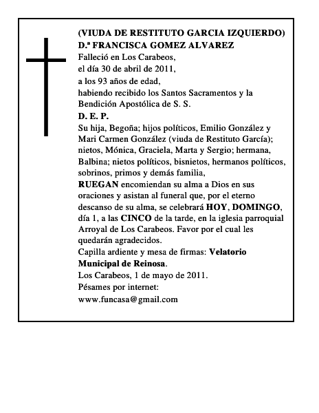 D.ª FRANCISCA GOMEZ ALVAREZ