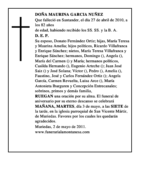DOÑA MAURINA GARCIA NUÑEZ