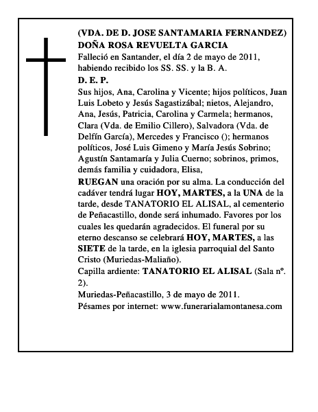 DOÑA ROSA REVUELTA GARCIA