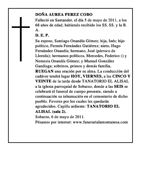 DOÑA AUREA PEREZ COBO