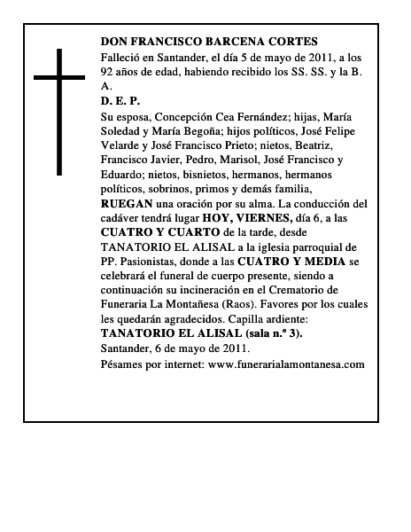 DON FRANCISCO BARCENA CORTES