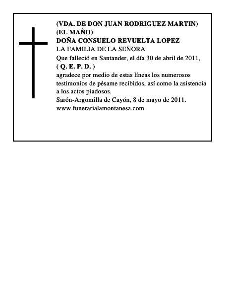 DOÑA CONSUELO REVUELTA LOPEZ