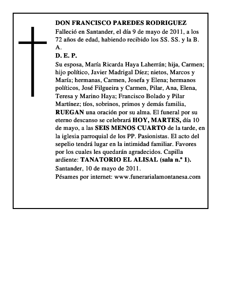 DON FRANCISCO PAREDES RODRIGUEZ