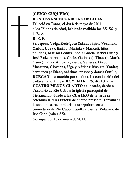 DON VENANCIO GARCIA COSTALES