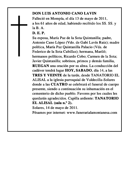 DON LUIS ANTONIO CANO LAVIN