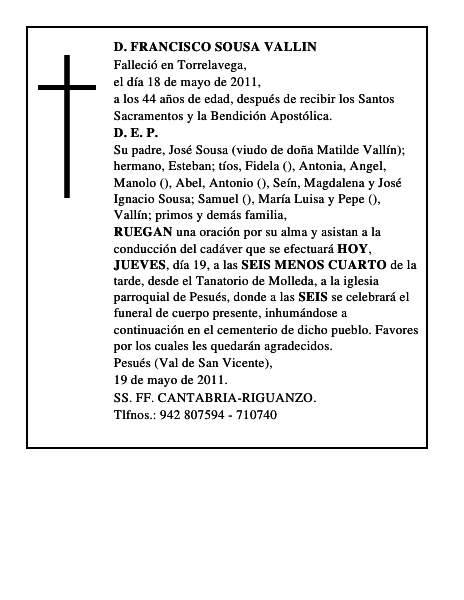D. FRANCISCO SOUSA VALLIN