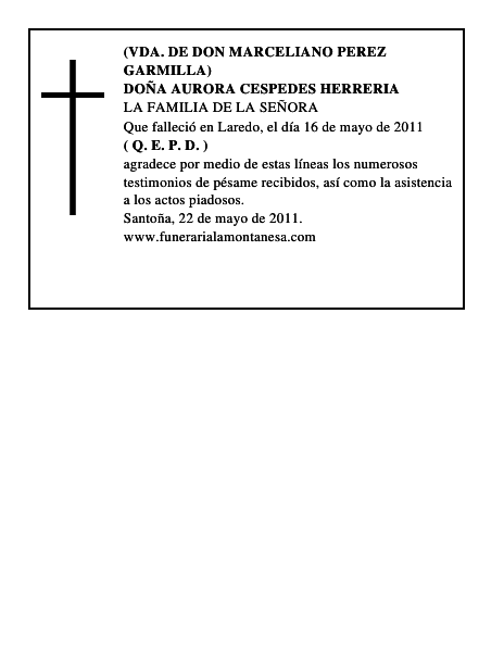 DOÑA AURORA CESPEDES HERRERIA